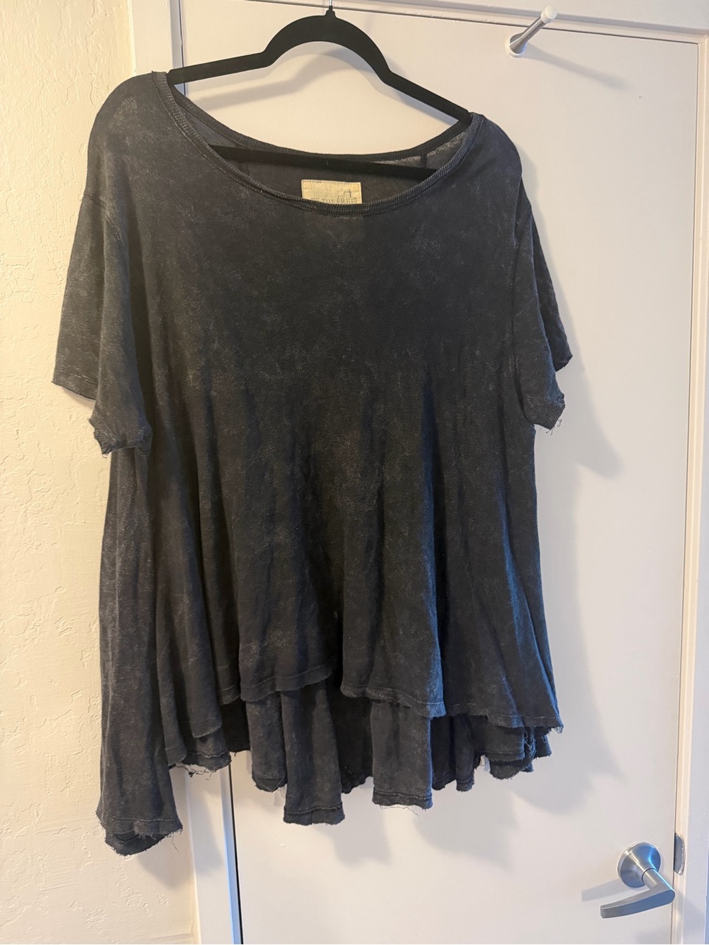 We The Free Washed Navy Oversized Short Sleeve Tunic